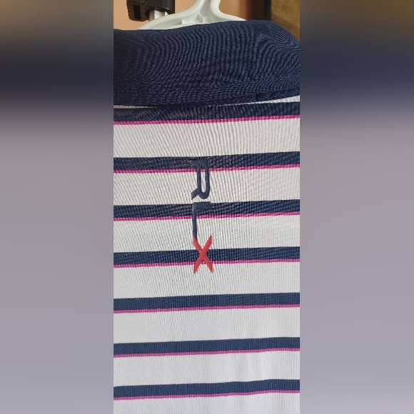 RLX Ralph Lauren Men's XL Navy/White/Magenta Striped Polo Golf Shirt - Picture 5 of 9